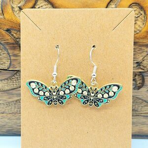 Whimsical Moth Earrings Cottagecore Fairycore Naturecore Boho